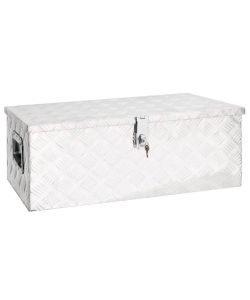 Contenitore Portaoggetti Argento 80x39x30 cm in Alluminio