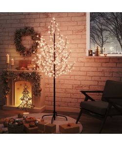 Albero di Ciliegio con 200 LED Bianco Caldo 180 cm