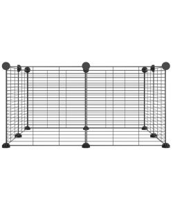 Gabbia per Animali Domestici 8 Pannelli Nero 35x35 cm Acciaio