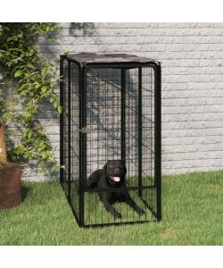 Box Cani a 6 Pannelli Nero 50x100cm Acciaio Verniciato Polvere