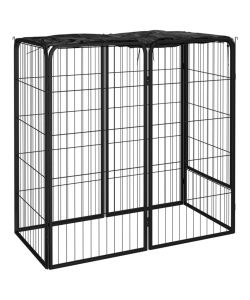 Box Cani a 6 Pannelli Nero 50x100cm Acciaio Verniciato Polvere