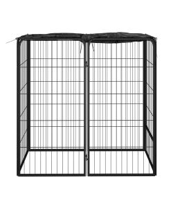 Box Cani a 6 Pannelli Nero 50x100cm Acciaio Verniciato Polvere
