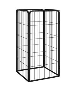 Box Cani a 4 Pannelli Nero 50x100cm Acciaio Verniciato Polvere