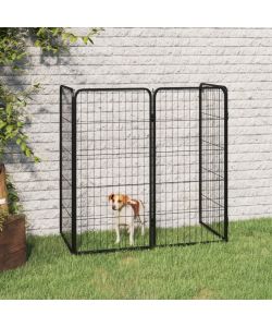 Box Cani a 4 Pannelli Nero 50x100cm Acciaio Verniciato Polvere
