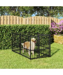 Gabbia per Cani Nera 193,5x97x100 cm in Acciaio