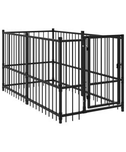 Gabbia per Cani Nera 193,5x97x100 cm in Acciaio