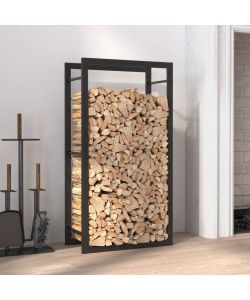 Portalegna Nero Opaco 50x28x94 cm Acciaio
