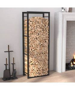 Portalegna Nero Opaco 50x28x132 cm in Acciaio