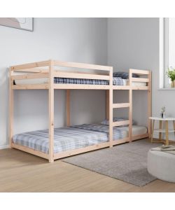 vidaXL Letto a Castello in Legno Massello di Pino Marrone - 90x200 cm
