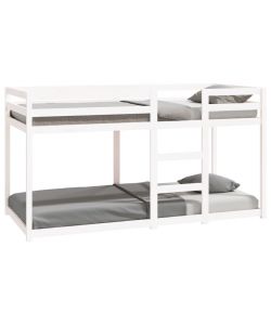 Letto a Castello Bianco 90x200 cm in Legno Massello di Pino