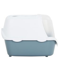 Lettiera per Gatti con Copertura Bianco e Blu 56x40x40 cm in PP 171793