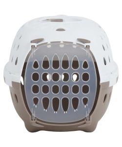 Trasportino Animali Domestici Bianco e Marrone 50x34,5x32 cm PP