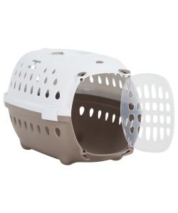 Trasportino Animali Domestici Bianco e Marrone 50x34,5x32 cm PP
