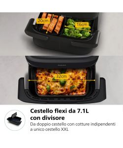 Philips Friggitrice ad aria doppio cestello 7,1 L nera - 2450 W
