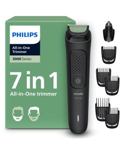 PHILIPS Kit Regolabarba e Capelli 7in1 Nero - Rasoio Acciaio Inossidabile
