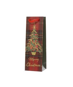 Kaemingk Sacchetto regalo Natale 12x10x36 cm rosso/verde riutilizzabile