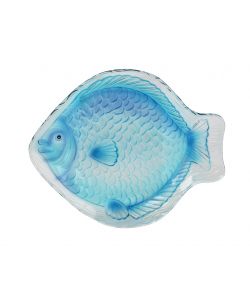 Kaemingk Vassoio decorativo blu vetro pesce 26,5x32 cm