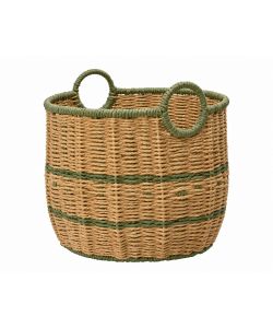 Cesta in Ferro e Carta Rossa 30x30 cm con Manici - Colore Verde Naturale