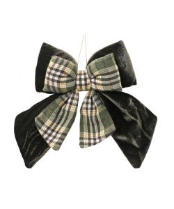 Decoris Fiocco Natalizio Verde Rosmarino in Velluto - 18x23 cm