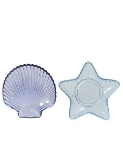 Kaemingk Piatto decorativo in vetro marine assortite 14xH2 cm blu azzurro
