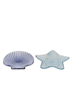 Kaemingk Piatto decorativo in vetro marine assortite 14xH2 cm blu azzurro