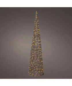 Lumineo Cono LED Vimini Marrone 23x90 cm con 160 Luci Timer Interno Esterno