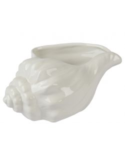 Kaemingk Vaso ceramica conchiglia bianco 17x28 cm per piante decorative