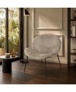Sedia Relax Crema 72x67,5xH73,5 cm Imbottita Velluto Moderno Metallo