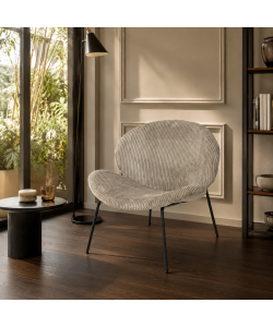 Sedia Relax Crema 72x67,5xH73,5 cm Imbottita Velluto Moderno Metallo