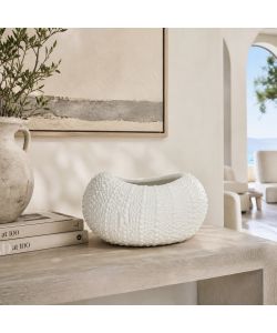Kaemingk Vaso decorativo ceramica bianco 15x19xH10 cm riccio di mare