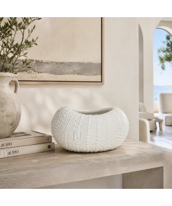 Kaemingk Vaso decorativo ceramica bianco 15x19xH10 cm riccio di mare