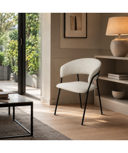Sedia Imbottita Crema 59x54,5x79,5 cm - Design Moderno con Gambe Nere