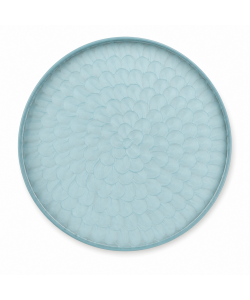 Kaemingk Vassoio decorativo in metallo tondo 35x3,5 cm con rilievo floreale