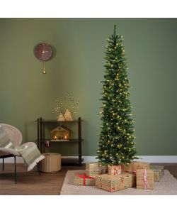 Everlands Albero di Natale Slim 210 cm con LED Bianco Caldo