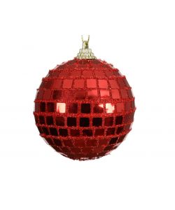 Decoris Pallina Natale Rossa Infrangibile con Filo Dorato - 8cm