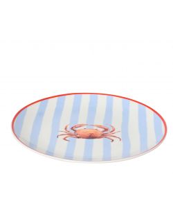 Kaemingk Piatto Porcellana Blu/Bianco 19,4 cm con Motivo Granchio