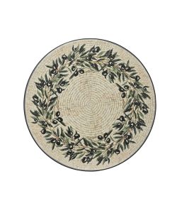 Tavolo Rotondo Atene Pieghevole con Piano Mosaico Decoro Olive 58x76cm