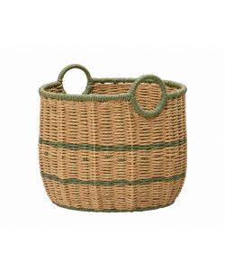 Cesta con Manici in Carta Naturale Verde - 25x27 cm - Design Rotondo