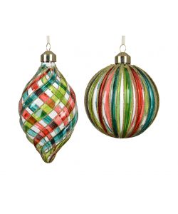 Kaemingk Sfera Decorativa Righe Diametro 10 cm Multicolor Assortita