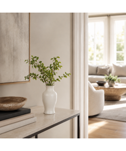 Vaso decorativo bianco in ferro 17x33,5 cm per interni