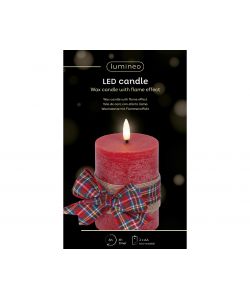 Lumineo Candela LED Rossa - Atmosfera Calda e Sicura - 7,5x13 cm