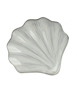 Kaemingk Vassoio decorativo Bianco conchiglia 19,5x19,5xh2,5 cm Metallo