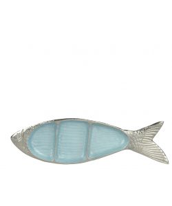 Kaemingk Vassoio decorativo Azzurro Metallo Pesce 36x10,5xh2,5 cm Elegante
