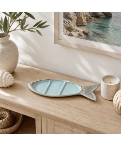 Kaemingk Vassoio decorativo Azzurro Metallo Pesce 36x10,5xh2,5 cm Elegante