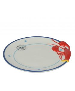 Kaemingk Piatto decorativo ceramica 16 cm motivo aragosta bianco rosso blu
