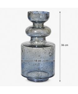 Kaemingk Vaso decorativo Blu Vetro 18x36 cm Cilindrico Effetto Anticato