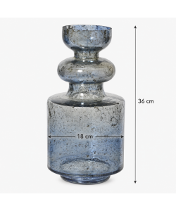 Kaemingk Vaso decorativo Blu Vetro 18x36 cm Cilindrico Effetto Anticato