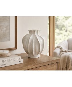 Kaemingk Vaso decorativo in gres bianco 23,3x25,8 cm lucido arredamento
