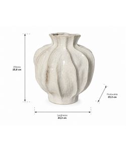 Kaemingk Vaso decorativo in gres bianco 23,3x25,8 cm lucido arredamento