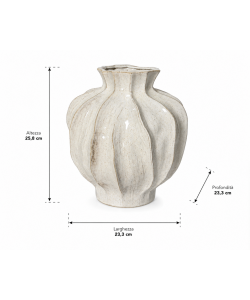 Kaemingk Vaso decorativo in gres bianco 23,3x25,8 cm lucido arredamento